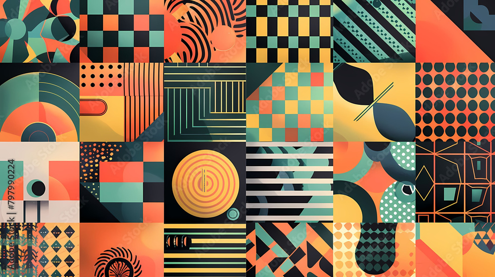 Poster abstract geometric background set in the style of art