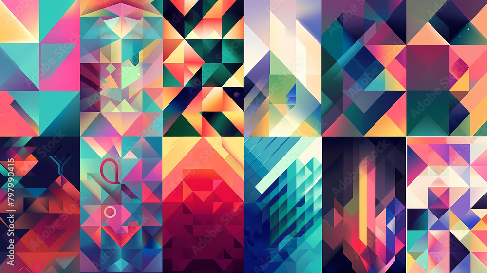 Poster abstract geometric background set in a multicolored style