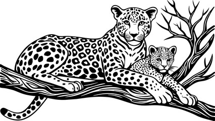 dinlenen leopar vector illustration