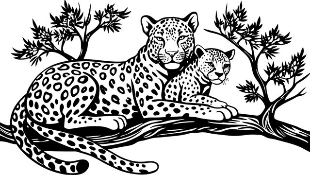 dinlenen leopar vector illustration