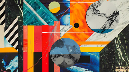 abstract geometric collage in the style of person >