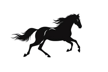 Fototapeta na wymiar Horse running silhouette clip art stencil animal mammal.