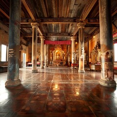 Obraz premium Ancient Style Tample interior ,Hindu Tample, Prayer hall
