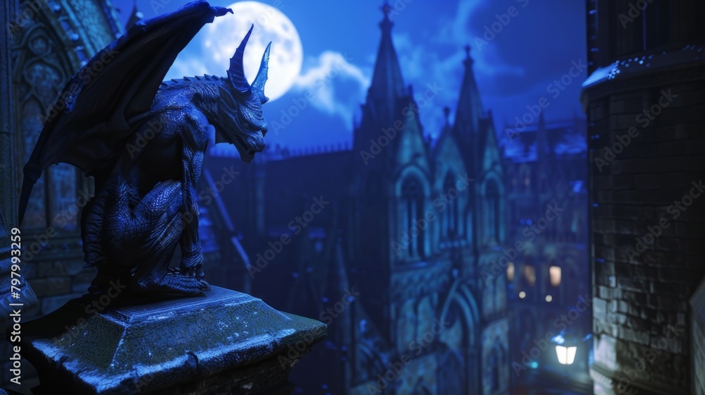 Aufkleber in the twilight hours the gargoyles blend seamlessly with the shadows their moonlit visions granting