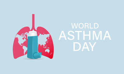 World Asthma Day health awareness vector illustration. Disease prevention vector template for banner, card, background. - obrazy, fototapety, plakaty