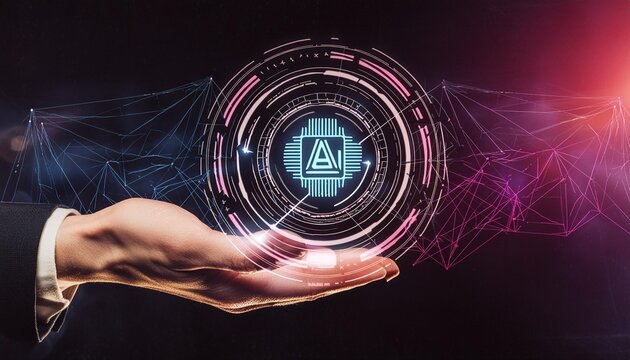 artificial intelligence hologram on a black background 