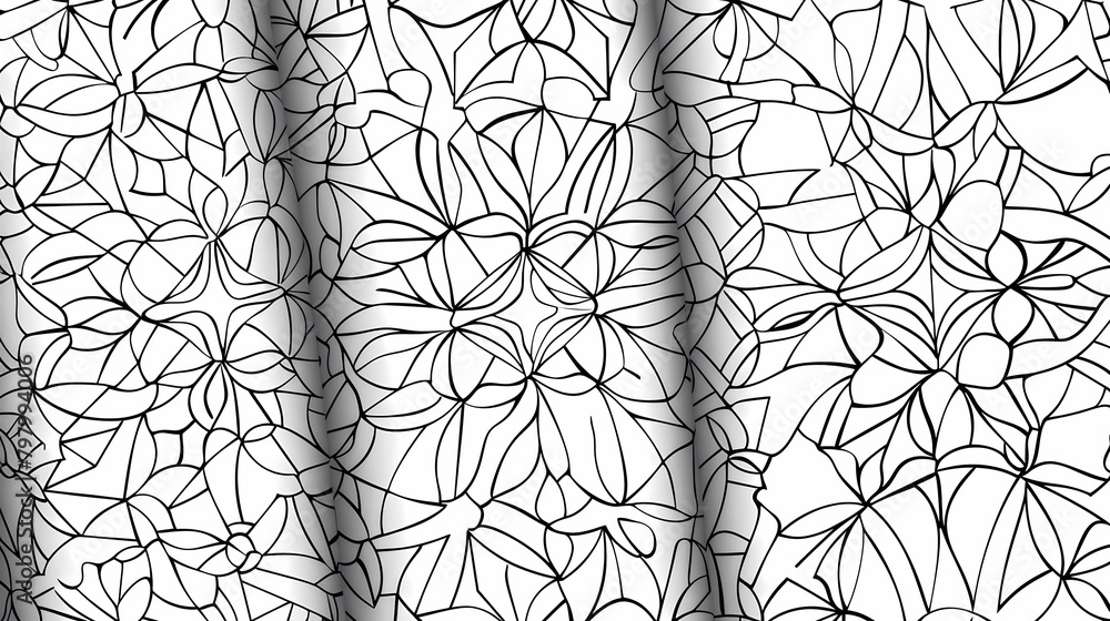 Poster abstract geometric pattern coloring book for adults and children, featuring a colorful array of sha