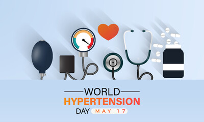 World Hypertension Day health awareness vector illustration. Disease prevention vector template for banner, card, background.