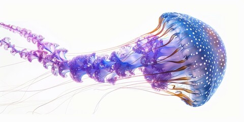 b'A Stunning Jellyfish with Blue and Purple Colors'
