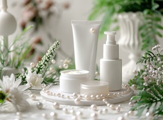 Obraz na płótnie Canvas b'Natural skincare products with flowers'