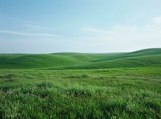 b'Green rolling hills under blue sky'