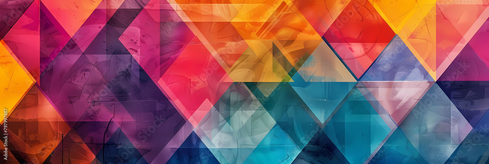 Aufkleber abstract geometric pattern design portfolio review service with a colorful wall as the backdrop
