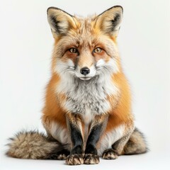 Fototapeta premium b'A red fox sits on a white background'