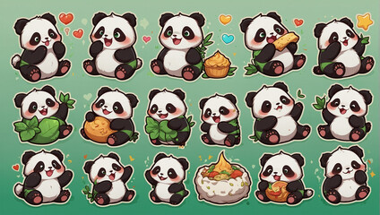 bundle image cute panda emoticon sticker 33