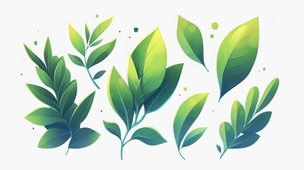 2d icon featuring grass leaves A playful cartoon illustration of grass leaves 2d