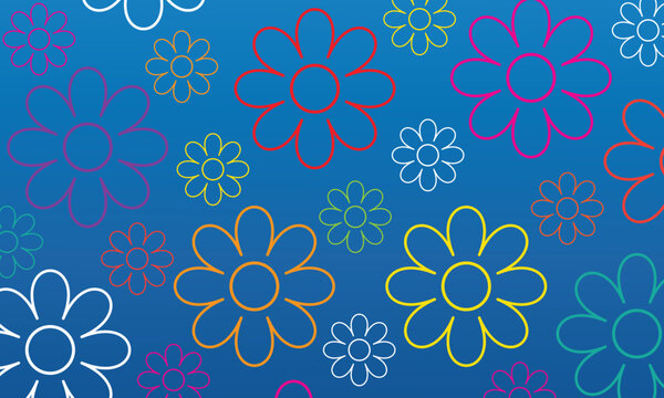 Background of flowers and sky with flower shaped clouds. modern art background template vector element. floral pattern.