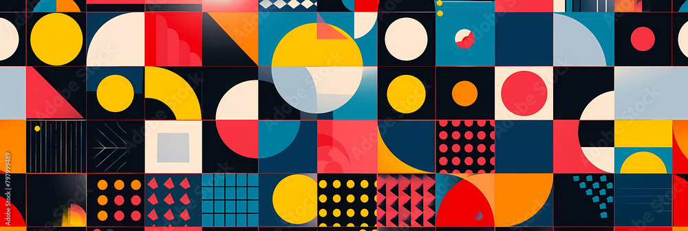 Poster abstract geometric pattern design workshop series featuring a colorful wall as the backdrop