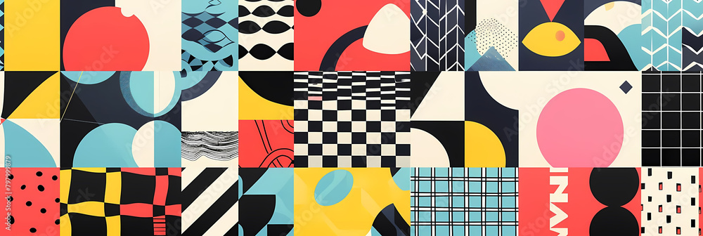 Poster abstract geometric pattern licensing program featuring a white and black poster