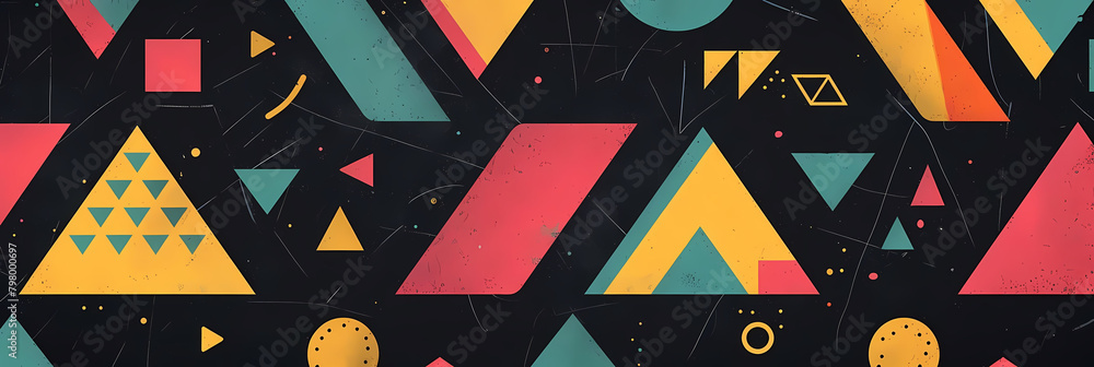 Poster abstract geometric pattern marketplace featuring a variety of shapes and sizes, including a triangl