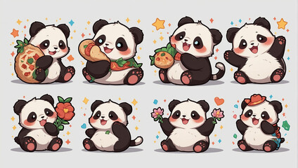 bundle image cute panda emoticon sticker 21
