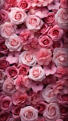 Fototapeta premium b'A wall of pink roses'