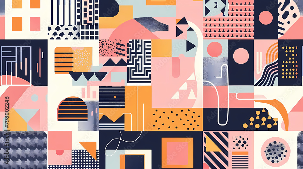 Poster abstract geometric pattern stickers on a isolated background