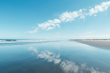 b'Beach with blue sky and white clouds'