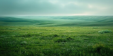 Obraz premium b'Green rolling hills under a gray sky'