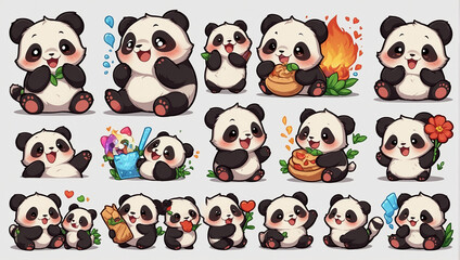 bundle image cute panda emoticon sticker 11