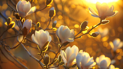 Magnolia blossoms perfume the golden evening air.