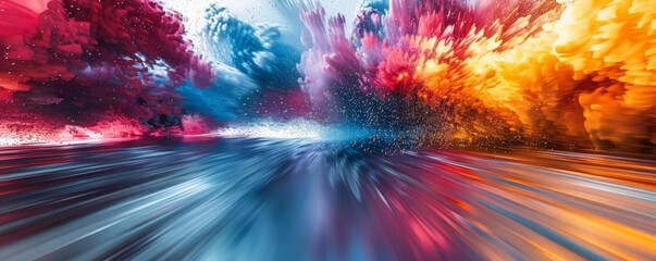 Dynamic explosion of color in a high-speed visual concept, ideal for vibrant and energetic themes