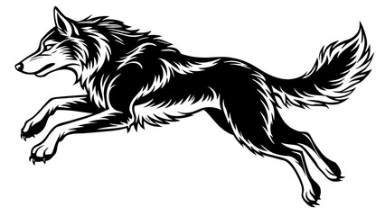 Dynamic Vector Illustration: A Wolf Jumping 🐺✨ - Perfect for Your Designs!