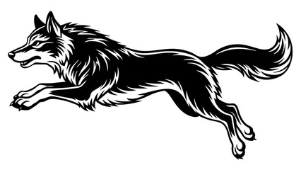 Dynamic Vector Illustration: A Wolf Jumping 🐺✨ - Perfect for Your Designs!