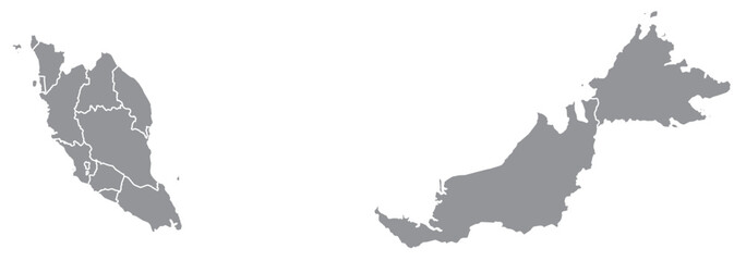 Outline of the map of Malaysia with regions