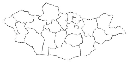 Outline of the map of Mongolia with regions