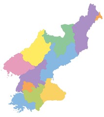 Obraz premium Outline of the map of North Korea with regions