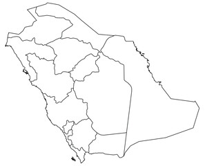 Obraz premium Outline of the map of Saudi Arabia with regions