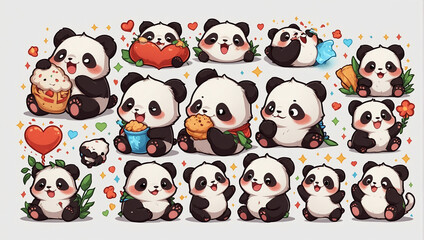 bundle image cute panda emoticon sticker 1