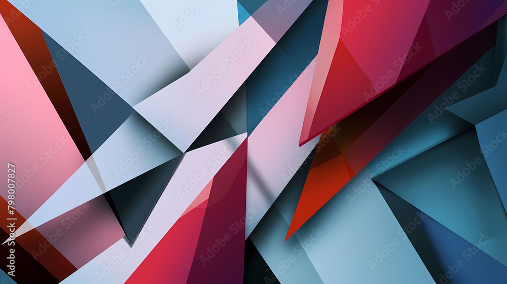 Poster abstract geometric poster design featuring a colorful array of shapes and sizes, including triangle