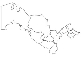 Outline of the map of Uzbekistan with regions