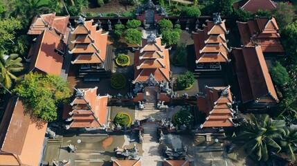Old Style Tample complex from Birds eyes ,Hindu Tample, Prayer hall