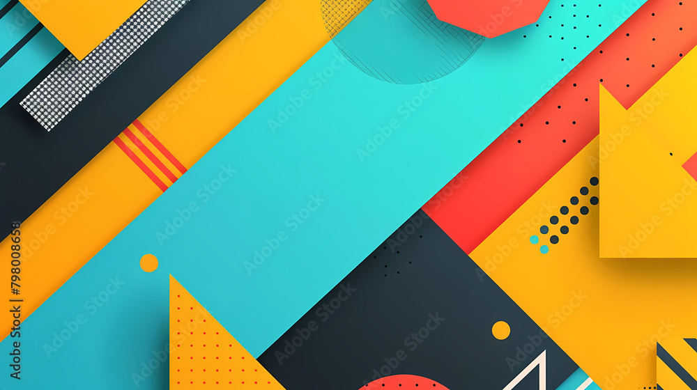 Aufkleber abstract geometric shapes background with a red and blue color scheme