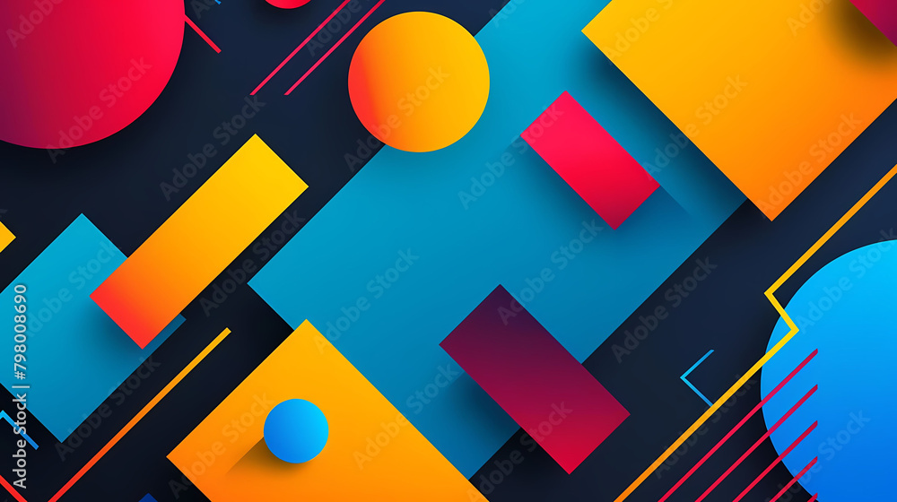 Aufkleber abstract geometric shapes background with a red and blue color scheme