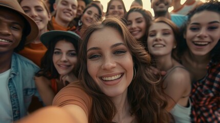 Obraz premium Friends Taking Group Selfie