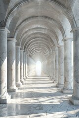 Long white marble corridor
