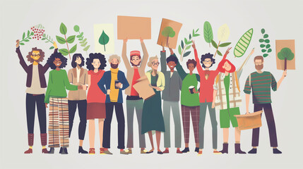Environmental Activism: A picture of activists of all ages and backgrounds coming together to protect the environment, demonstrating the inclusivity of the environmental movement,