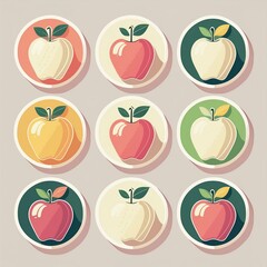 Circular Apple Stickers showcasing a variety of apple varieties