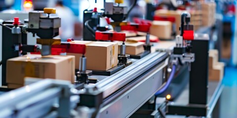 b'Automated production line in a modern factory'