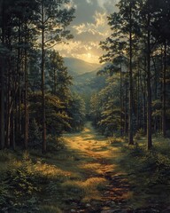 Obraz premium b'The sun shines through the forest'