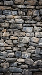 b'A stone wall with different shades of gray stones'